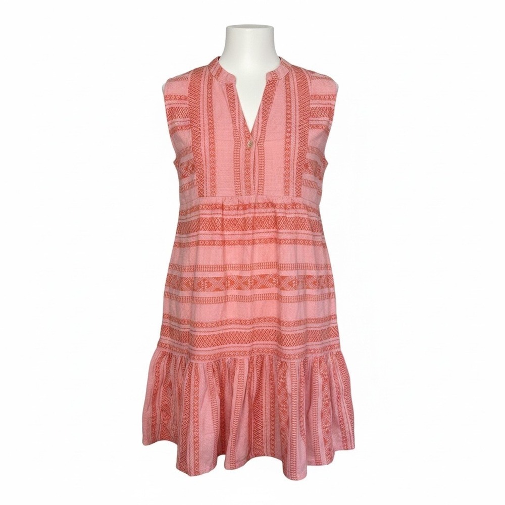 Uncle Frank Dress Womens L Pink Orange Sleeveless Ruffle 100% Cotton Boho Beach